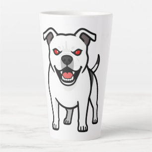 White Pitbull Red Eyes Angry Cartoon Dog Gift Latte Mug