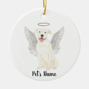 White Pitbull Staffy Sympathy Memorial Ceramic Tree Decoration