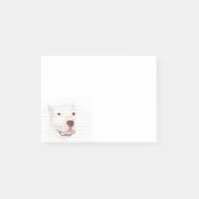 White pitbull terrier face post-it notes (Front)