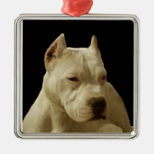 White Pitbull Terrier Metal Tree Decoration