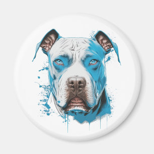 White Pitbull with Blue Eyes Magnet