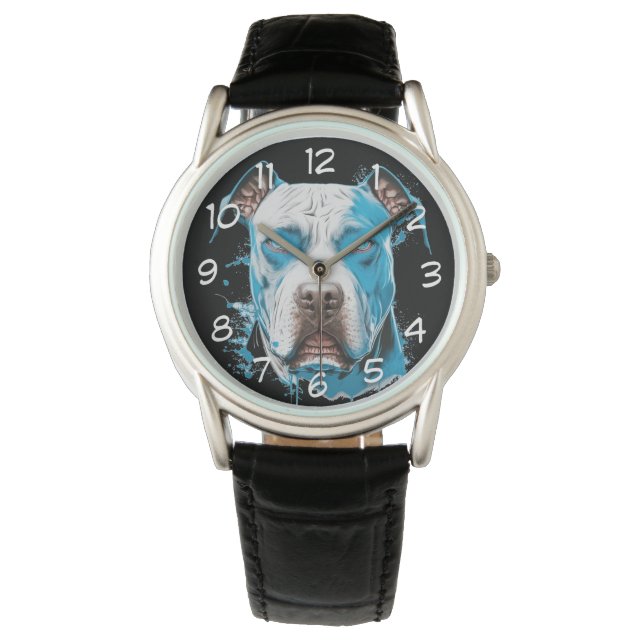 White Pitbull with Blue Eyes Watch (Front)