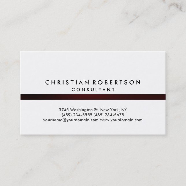 White Plain Modern Consultant Business Card (Front)