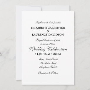 White Plain Simple Wedding Invitation