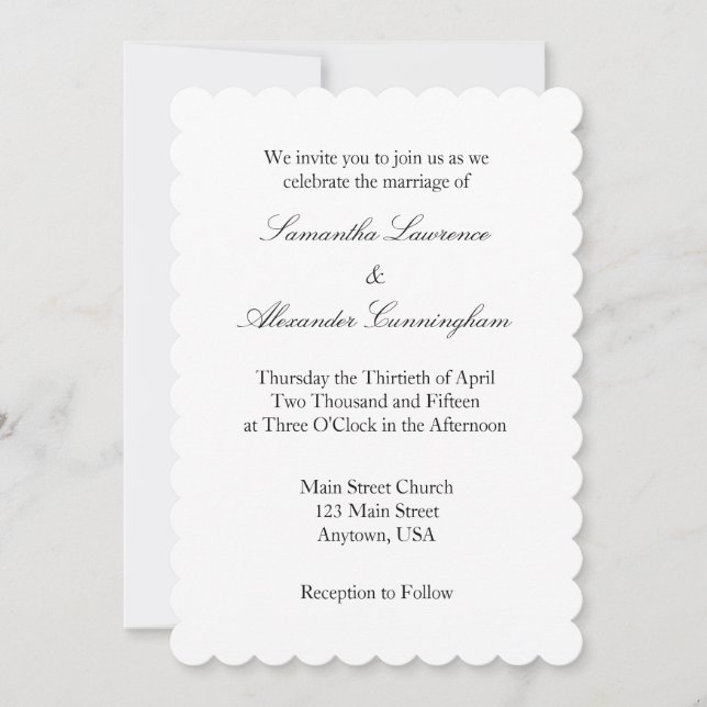 White Plain Simple Wedding Invitation (Front)