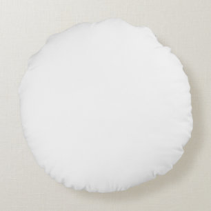 White Plain Solid Colour Round Cushion