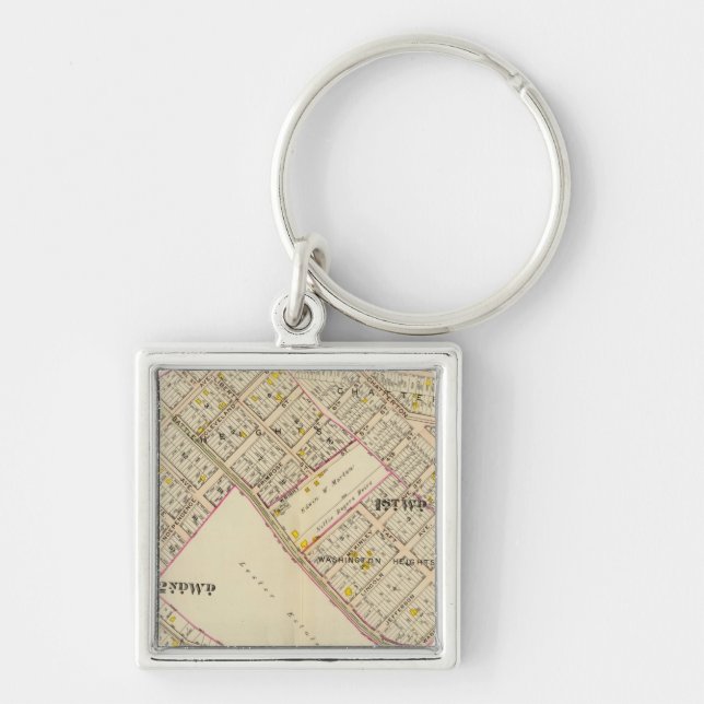 White Plains wards 1-2, New York Key Ring (Front)