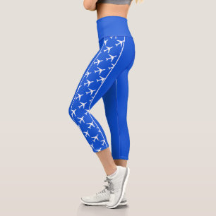 White Plane Aeroplane Aviation Fly Airways Capri Leggings