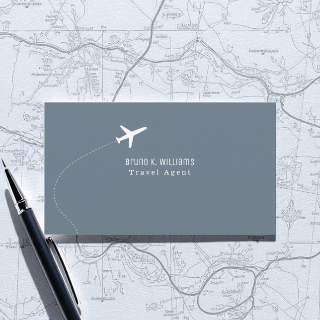 White Plane Blue Travel Agent Business Card (Creator Uploaded)
