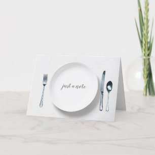 white plate with silverware card