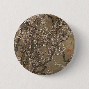 White Plum Blossoms and Moon by Ito Jakuchu 6 Cm Round Badge