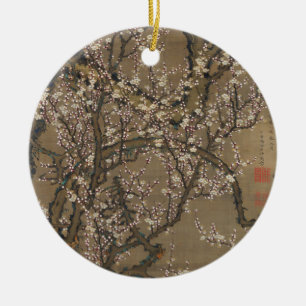 White Plum Blossoms and Moon by Ito Jakuchu Ceramic Tree Decoration