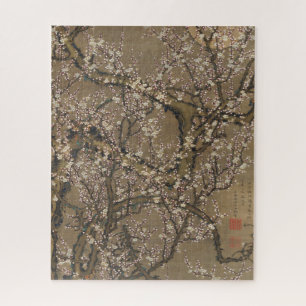 White Plum Blossoms and Moon by Ito Jakuchu Jigsaw Puzzle