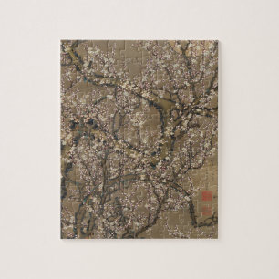 White Plum Blossoms and Moon by Ito Jakuchu Jigsaw Puzzle