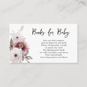 White Plum Floral Books for Baby Shower Enclosure Card