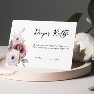 White Plum Floral Diaper Raffle Baby Shower Enclosure Card
