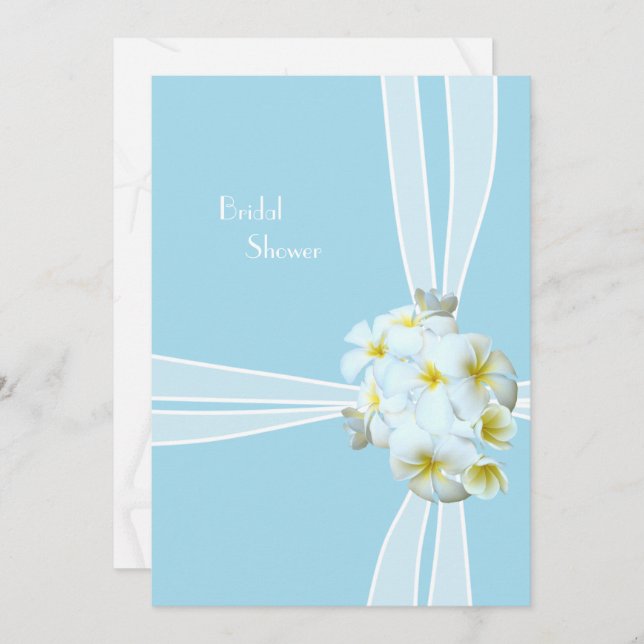 White Plumeria Hawaiian Bridal Shower Invitation (Front/Back)