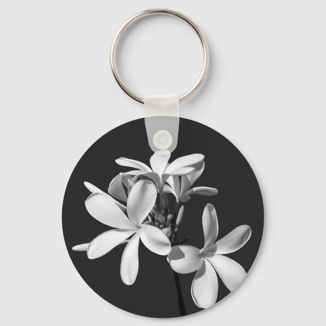 White Plumeria in full bloom Key Ring (Front)