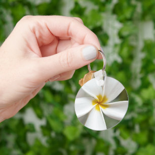 White Plumeria - Macro Portrait Key Ring