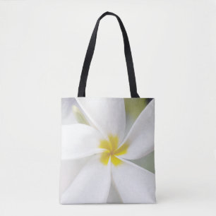 White Plumeria - Macro Portrait Tote Bag