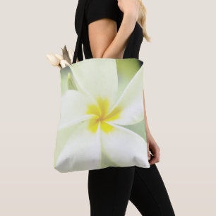 White Plumeria - Macro Portrait Tote Bag