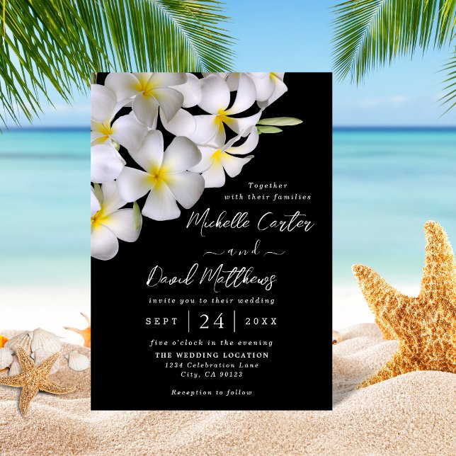 White Plumeria Temple Tree Wedding Invitation  (Creator Uploaded)