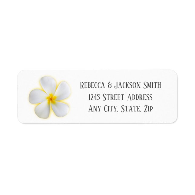 White Plumeria with Yellow, Address, Label (Front)