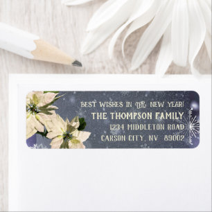 White Poinsettia Best New Year's Return Address