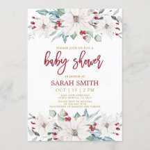 White poinsettia Christmas Baby Shower