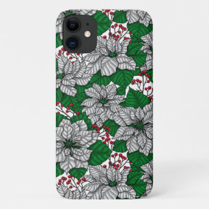 White poinsettia, Christmas pattern Case-Mate iPhone Case