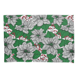 White poinsettia, Christmas pattern Pillowcase
