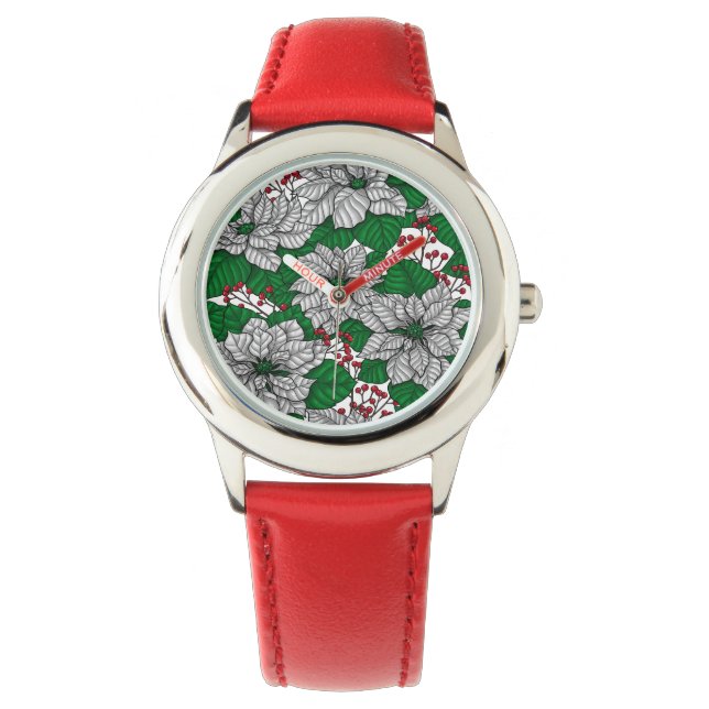 White poinsettia, Christmas pattern Watch (Front)