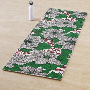 White poinsettia, Christmas pattern Yoga Mat