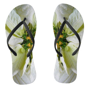 White Poinsettia Elegant Christmas Holiday Floral Jandals