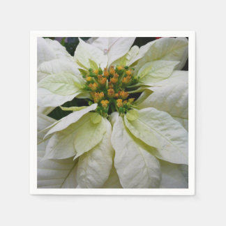 White Poinsettia Elegant Christmas Holiday Floral Napkin