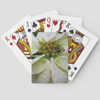White Poinsettia Elegant Christmas Holiday Floral Playing Cards
