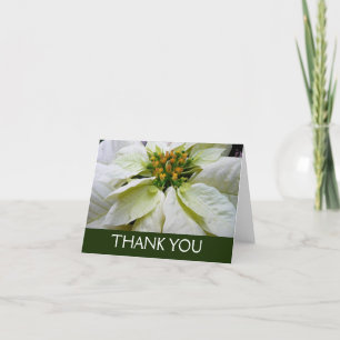 White Poinsettia Elegant Christmas Holiday Floral Thank You Card