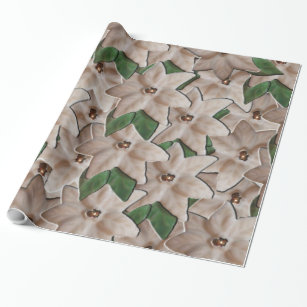White Poinsettia Flowers Wrapping Paper