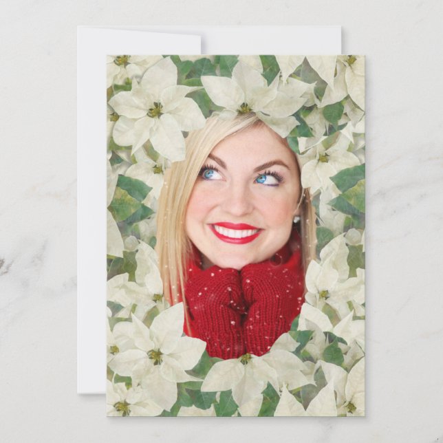 White Poinsettia Garden Vertical Photo Flat Card (Front)