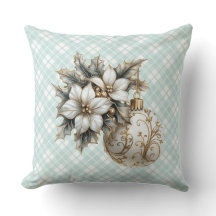 White Poinsettia & Gold Ornament 