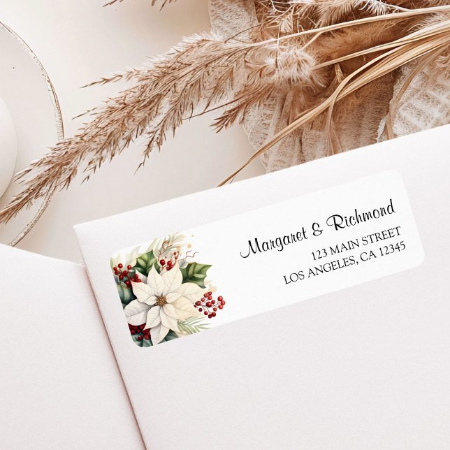 White Poinsettia Rustic Winter Wedding Address (Creator Uploaded)