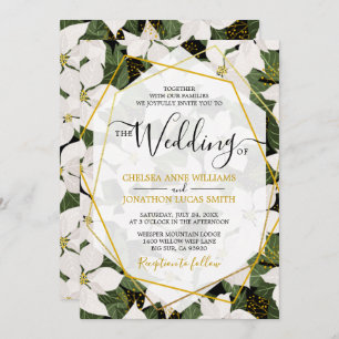 White Poinsettia Wedding Invitation