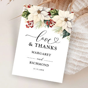 White Poinsettia Winter Wedding Thank You Cards