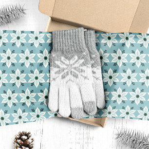 White Poinsettias on Blue Christmas Tissue Paper