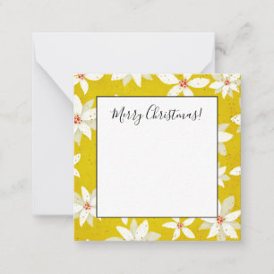 White Poinsettias Red Accents Bright Golden Yellow Card