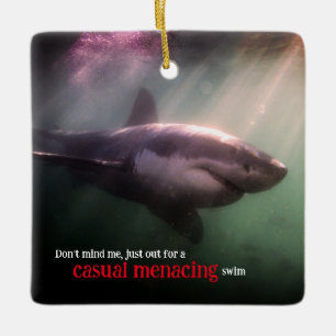 White pointer shark underwater ceramic ornament