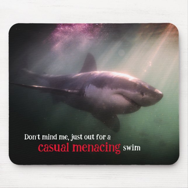 White pointer shark underwater mouse pad (Front)