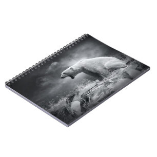 White Polar Bear Hunter on the Ice in water Spiral Notebook