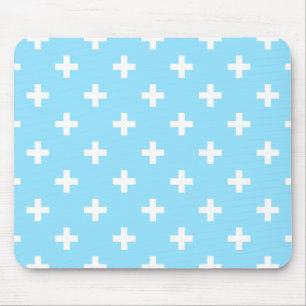 White polka crosses on baby blue mouse pad