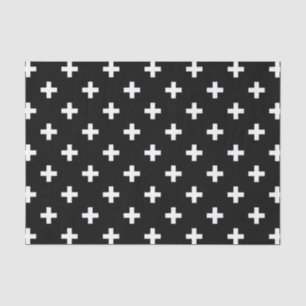 White polka crosses on black tissue paper